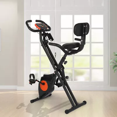 Folding Stationary Upright X-Shape Exercise Bike Workout Indoor Cycling Black • $119.99