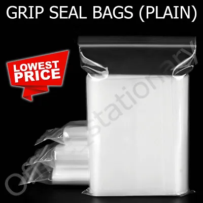 GRIP SEAL BAGS Self Resealable Clear Polythene Poly Plastic Zip Lock All Sizes • £129.15