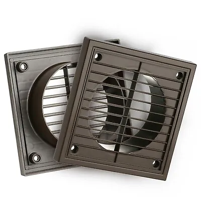 4 Inch Fixed Louvre Grill Brown Square Brow Vent Cover • $23.08