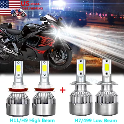 H7 H9 For Suzuki GSX1300R Hayabusa 2008-09 2011-18 LED Headlight White 4x Bulbs • $35.41