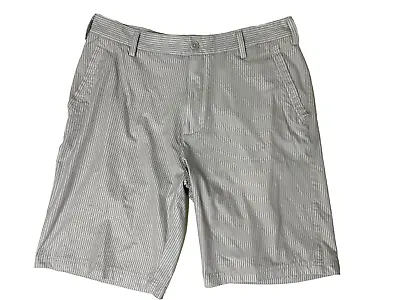 Adidas Casual Golf Shorts Mens Size 32x10 21L Gray Striped Lightwt 4 Pokts NEW • $20.76