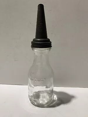 Vintage One Quart Glass Motor Oil Bottle With The Masters Mfg Co Metal Spout • $29.99