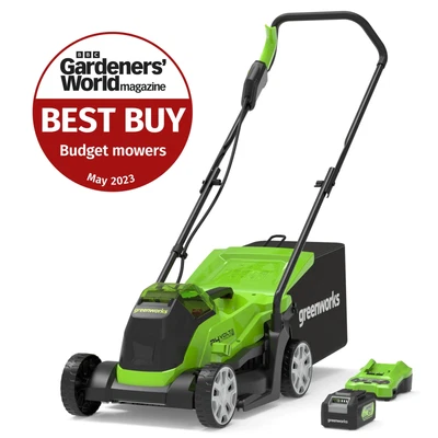 £149.95 • Buy Lawn Mower Cordless 24V 33cm Battery Powered Greenworks Wheeled Clipping Basket