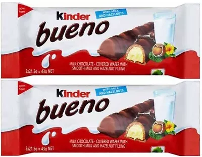 2 X Kinder Bueno Chocolate Bar Hazelnut Chocolate Treat Easter Work Kids School • $15