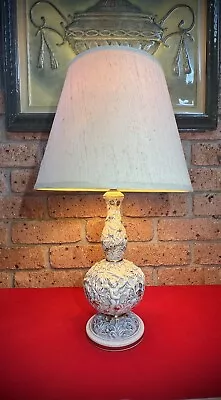 Vintage Rare Mesmerizing Capodimonte Porcelain Italian Table Lamp With Shade • $139