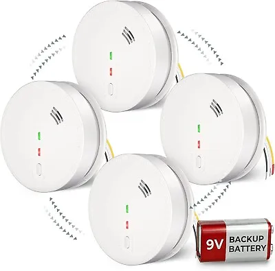 Siterwell Smoke Detector & Alarm AC Powered With Battery Backup 4-Pack HOT • $44.64