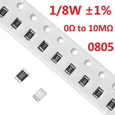 0805 SMD/Chip Resistors/Resistance 1/8W ±1%- Full Range Of Values 0Ω To 10MΩ • $1