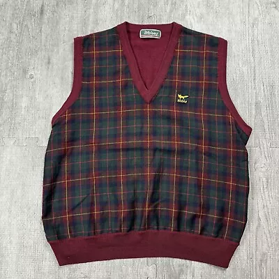 Vtg Wolsey Mens Tartan Plaid Sweater Vest 100 Mens Golf Knit Pure Wool Red Green • $24.99