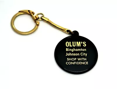 Vintage Olum's Furniture Binghamton Johnson City NY Black Plastic Keychain • $6.51