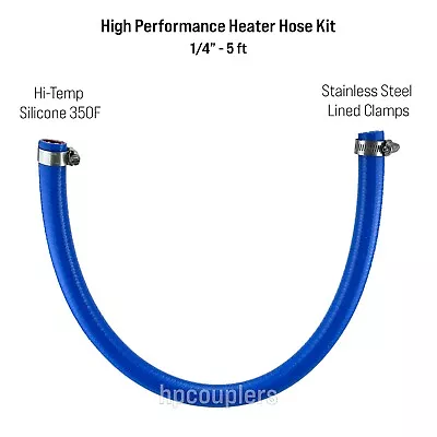 5ft 1/4  ID Blue Silicone Heater Hose With Clamps 6mm 350F Radiator Coolant • $20.79