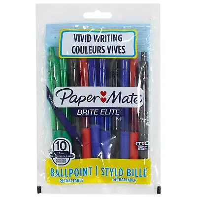 Paper Mate Vivid Retractable Ballpoint Pens 10-Pack Assorted Colours • £4.99