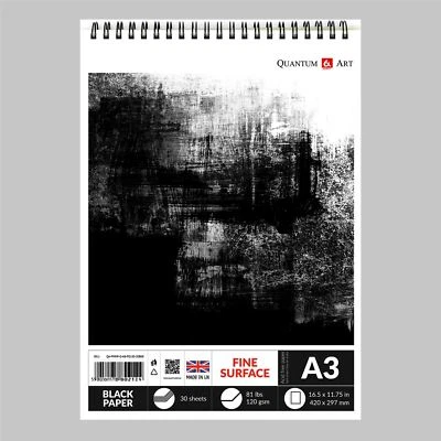 £10.99 • Buy Sketch Pad Black Drawing Artist Paper On Spiral Book 30 Sheets - 60 Pages