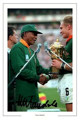 Nelson Mandela Autograph Signed Photo Print South Africa World Cup • £6.90