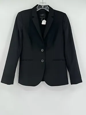 J.CREW Super 120's Womens Black Woven Wool Collared 2 Button Blazer Jacket Sz 2P • $65