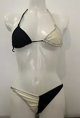 Vintage Black And White Bikini Size 10 Lycra Made In Italy • $22.40