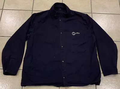Men's Large Miller Navy Snap Uniform Work Welding Jacket • $18.99