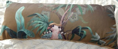 £5.99 • Buy Green Velvet Tropical Bird Botanical Long Pillow Cushion With Pad New