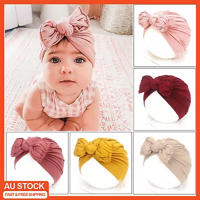 Baby Girls Beanie Hat Turban Bow Knot Kids Toddler Head Wrap Cute Boys Cap 0-3Y • $6.49