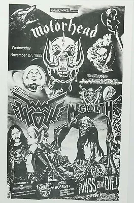 Motorhead Wow Megadeth Classic Heavy Metal Concert Poster Santa Monica Civic • $14.95