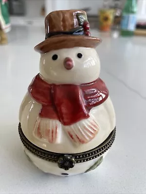 Villeroy & Boch Snowman Hinged Trinket Box 1748 Christmas Ornament Collectible • $25