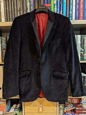 Holland Esquire Hand Customised Black Velvet With Red Pinstripe Blazer - Size 42 • £100