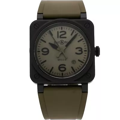 Bell & Ross BR 03 Military Auto Ceramic Mens Strap Watch BR03A-MIL-CE/SRB • $3776