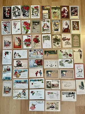 Lot Of 42 Vintage Christmas Postcards Santa St. Nick Santa Claus Kids Religious • $55