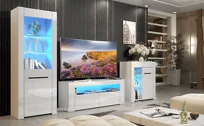 £169.70 • Buy White TV Stand Display Cabinet Sideboard Modern Set Gloss &Matt Unit LED Lights