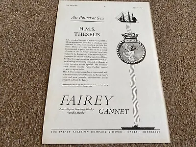 Framed Advert 11x8 Fairey Gannet : H.m.s. Theseus • £22.99