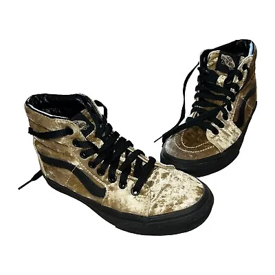 Vans Sk8-Hi Gold Velvet Velour Sneakers Size 3.5 Men’s 5 Women’s Shoes • $40