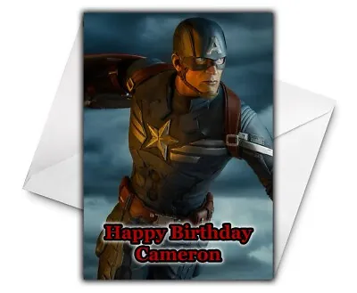 CAPTAIN AMERICA Personalised Birthday Card - Captain America Greetings Card • £2.99