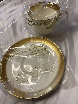 Mikasa Harrow Bone China Teacup & Saucer A1-129 Japan White/Gold • $6.60