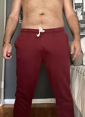 Burgundy Drawstring Size M Comfy Soft Cozy Unisex Loungewear Fleece Sweatpants • $29.99