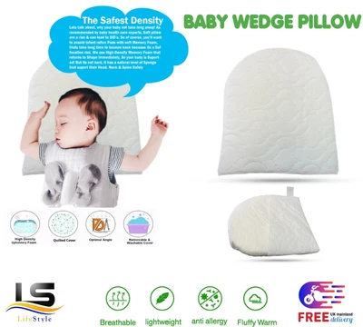 £9.90 • Buy Baby Wedge Foam Pillow Sleep Safety Pillow Anti Reflux Colic Congestion Toddler 