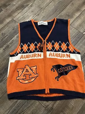 Vintage Auburn Tigers Sweater Vest Large Sleeveless Football • $25