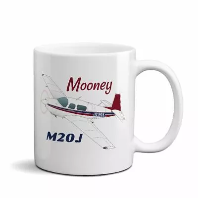 Mooney M20J / 201 (Red/Blue) Airplane Ceramic Mug - Personalized W/ N# • $17.95