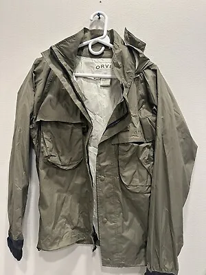 Orvis Waterproof Fly Fishing Wading Jacket Hooded Outdoor Zip Up Mens S Olive • $37.99
