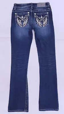 C3220 VTG Miss Me Signature Boot Cut Denim Angel Flap Pocket Jeans Size 26 • $13.99