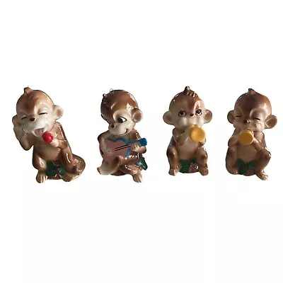 SCHMID BROS Monkeys Band Playing Instruments Made In Japan Lot Of 4 • $37.97