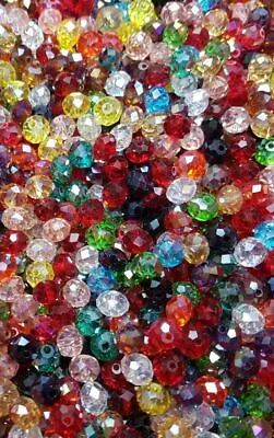 100-5000 Faceted MIXED Rondelle Crystal Glass Beads 4mm 6mm 8mm • £2.10