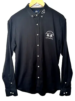 La Martina Buenos Aires Mens Shirt Button Up Slim Fit Long Sleeve Black Small • $32.99