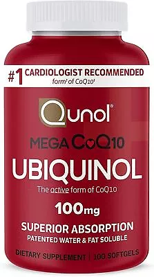 Ubiquinol CoQ10 100mg Softgels Qunol Mega 100 Count (Pack Of 1)  • $31.66