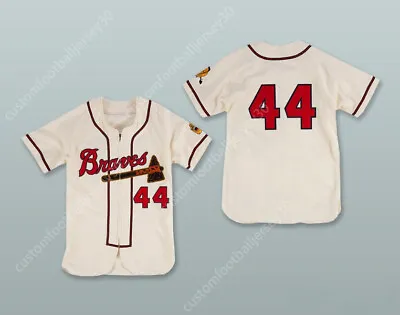 Custom Hank Aaron 44 Milwaukee Braves Zip Up White Baseball Jersey All Stitched • $29.99
