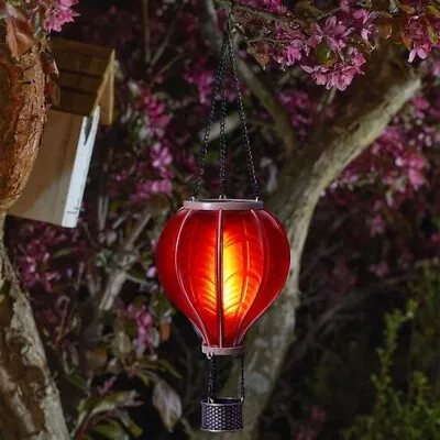 Hanging Cool Flaming Effect Balloon Fiesta Solar Powered Decorative Garden Light • £12.95