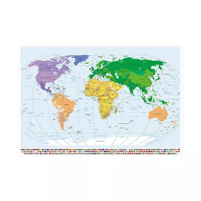 World Map With National Flags Large Poster Prints Wall Backdrop Decoration Gg6 • $10.23