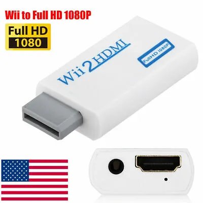 Wii To HDMI Wii 2 HDMI Full HD Portable Converter Adapter 3.5mm Audio Out White • $4.28