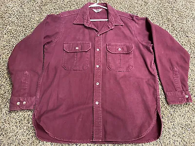 Cabelas Mens Large? Maroon Chamois Long Sleeve Button Up Shirt • $14.95