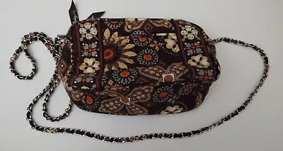 Vera Bradley Crossbody Chain Small Mini Cotton Brown Floral Purse.  • $12