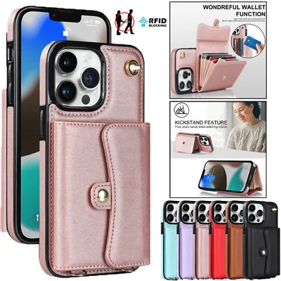 For IPhone 15 14 13 12 11 Pro Max XR 8/7 Plus Wallet Leather Case Cover W/Strap • $7.49