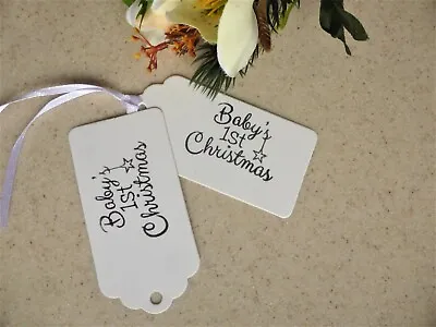 10 White Handmade Baby's First Christmas Gift Tags . • £2.50